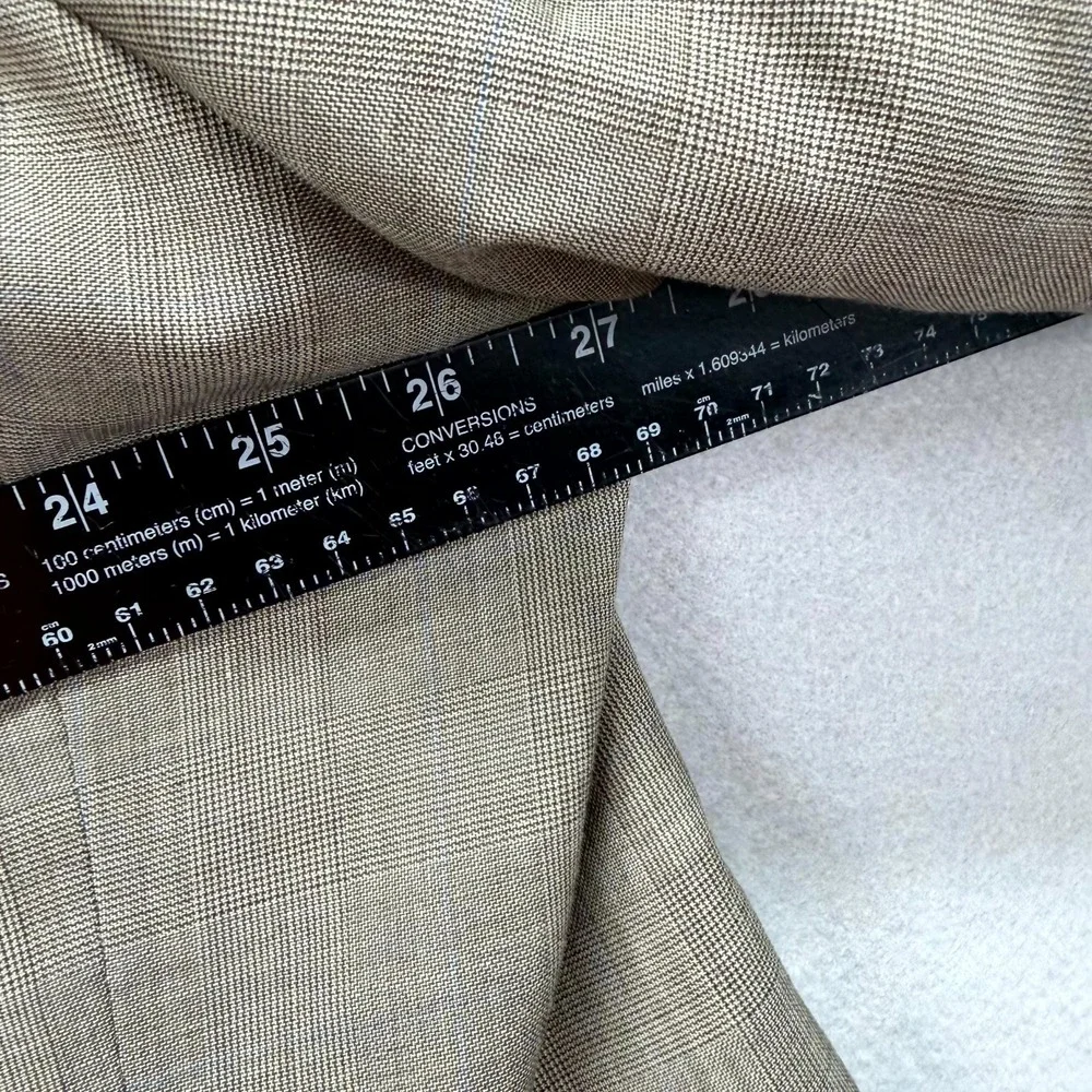 Lauren Ralph Lauren Blazer Jacket Mens 52R Tan‎ Glen Check Single Breasted Coat